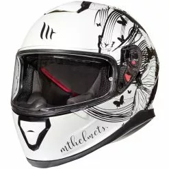MT Helmets Casque De Moto Intégral Casques MT Thunder3 SV VLINDER A1 Blanc Brillant