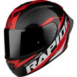 MT Helmets Casque De Moto Intégral En MT Casques Fibre RAPIDE PRO CARBON C5 Noir Rouge Brillant