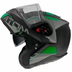MT Helmets Casque De Moto Modulaire Approuvé P / J Mt Casque ATOM QUARK A6 Matt Black Fluo Green