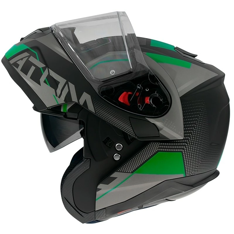 MT Helmets Casque De Moto Modulaire Approuvé P / J Mt Casque ATOM QUARK A6 Matt Black Fluo Green 3 MT Helmets Casque De Moto Modulaire Approuvé P / J Mt Casque ATOM QUARK A6 Matt Black Fluo Green