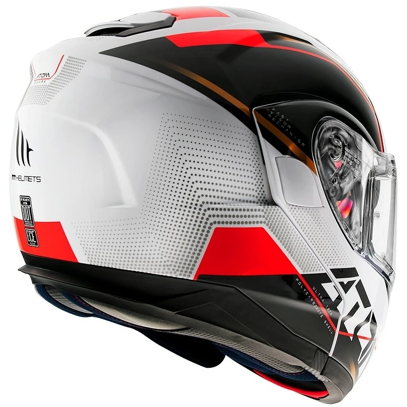 MT Helmets Casque De Moto Modulaire Approuvé P / J Mt Casque ATOM QUARK B5 Blanc Brillant Rouge 6 MT Helmets Casque De Moto Modulaire Approuvé P / J Mt Casque ATOM QUARK B5 Blanc Brillant Rouge – Image 4