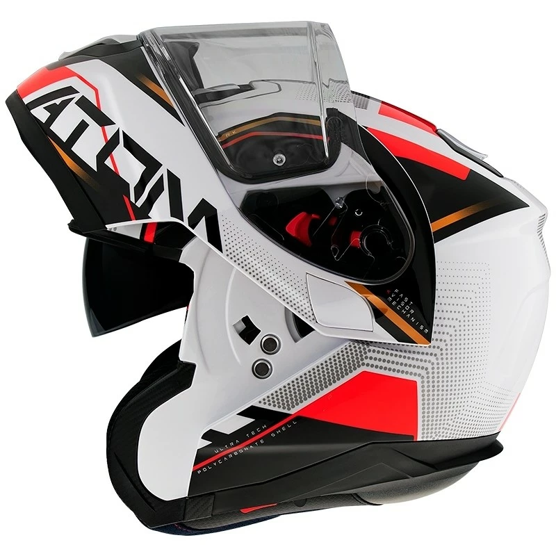 MT Helmets Casque De Moto Modulaire Approuvé P / J Mt Casque ATOM QUARK B5 Blanc Brillant Rouge 3 MT Helmets Casque De Moto Modulaire Approuvé P / J Mt Casque ATOM QUARK B5 Blanc Brillant Rouge