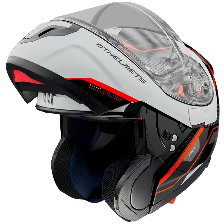 MT Helmets Casque De Moto Modulaire Approuvé P / J Mt Casque ATOM Sv OPENED B5 Blanc Noir Rouge Brillant 3 MT Helmets Casque De Moto Modulaire Approuvé P / J Mt Casque ATOM Sv OPENED B5 Blanc Noir Rouge Brillant