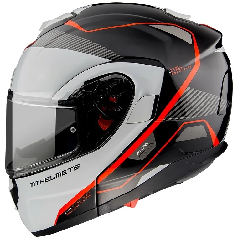 MT Helmets Casque De Moto Modulaire Approuvé P / J Mt Casque ATOM Sv OPENED B5 Blanc Noir Rouge Brillant 4 MT Helmets Casque De Moto Modulaire Approuvé P / J Mt Casque ATOM Sv OPENED B5 Blanc Noir Rouge Brillant – Image 2