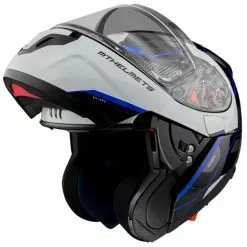 MT Helmets Casque De Moto Modulaire Approuvé P / J Mt Casque ATOM Sv OPENED B7 Blanc Noir Bleu Brillant