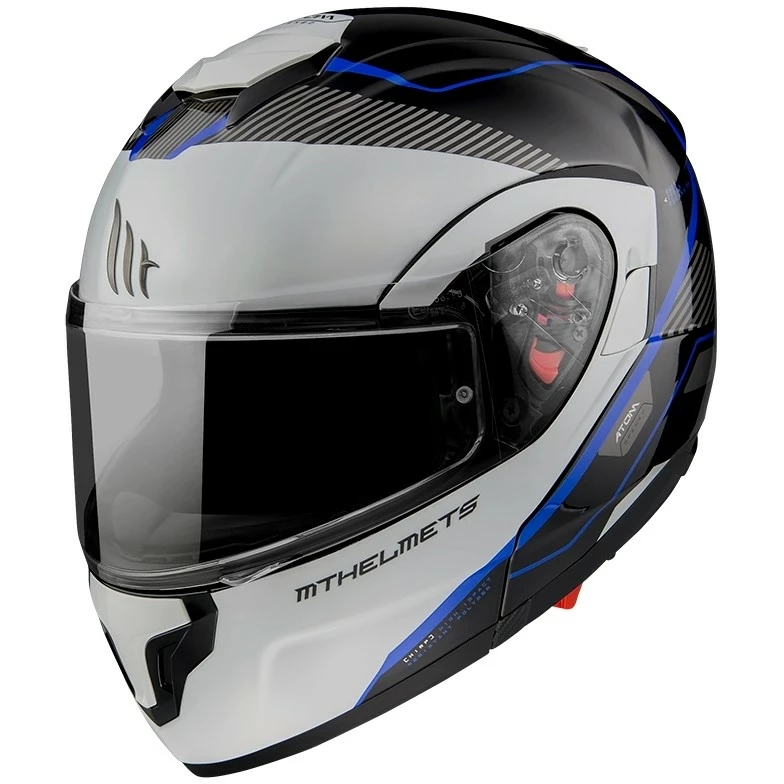 MT Helmets Casque De Moto Modulaire Approuvé P / J Mt Casque ATOM Sv OPENED B7 Blanc Noir Bleu Brillant 4 MT Helmets Casque De Moto Modulaire Approuvé P / J Mt Casque ATOM Sv OPENED B7 Blanc Noir Bleu Brillant – Image 2