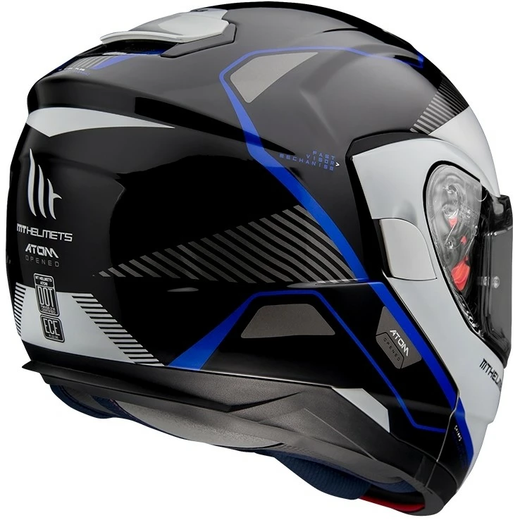 MT Helmets Casque De Moto Modulaire Approuvé P / J Mt Casque ATOM Sv OPENED B7 Blanc Noir Bleu Brillant 6 MT Helmets Casque De Moto Modulaire Approuvé P / J Mt Casque ATOM Sv OPENED B7 Blanc Noir Bleu Brillant – Image 4