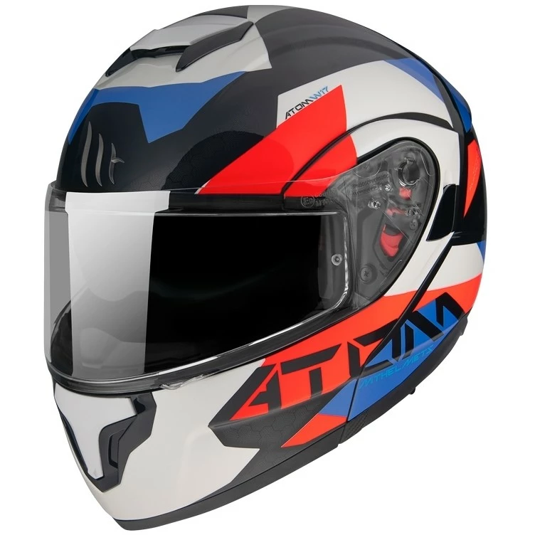MT Helmets Casque De Moto Modulaire Approuvé P / J Mt Casque ATOM Sv W17 A7 Blanc Bleu Rouge Brillant 4 MT Helmets Casque De Moto Modulaire Approuvé P / J Mt Casque ATOM Sv W17 A7 Blanc Bleu Rouge Brillant – Image 2