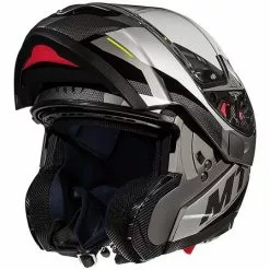 MT Helmets Casque De Moto Modulaire Double Visière MT Casque ATOM SV TRANSCEND E2 Glossy Black Matt Grey