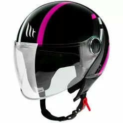 MT Helmets Casque Demi-Jet Mt Helmet Street SCOPE D8 Noir Rose Fluo