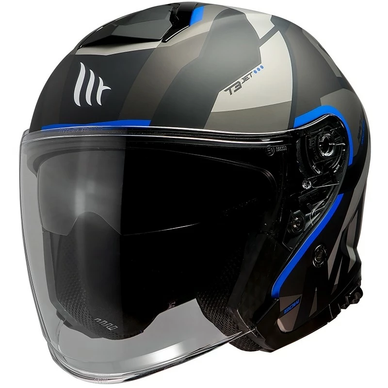 MT Helmets Casque Jet Mt Casque THUNDER Sv Jet BOW A3 Noir Mat Bleu 3 MT Helmets Casque Jet Mt Casque THUNDER Sv Jet BOW A3 Noir Mat Bleu