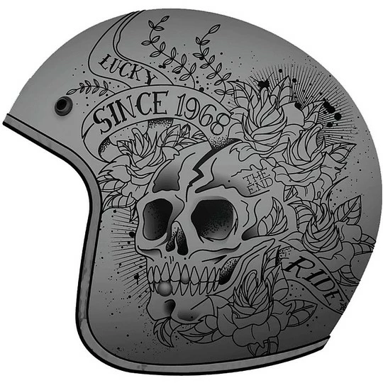 MT Helmets Casque Jet Vintage MT Casques Le Mans SV 2 Skull & Roses A2 Gris Mat 4 MT Helmets Casque Jet Vintage MT Casques Le Mans SV 2 Skull & Roses A2 Gris Mat – Image 2