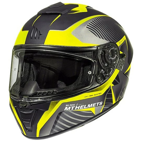 Casque Moto Intégral MT Helmets Blade 2 Evo Double Visor B4 Blaster Jaune Fluo 6 Casque Moto Intégral MT Helmets Blade 2 Evo Double Visor B4 Blaster Jaune Fluo – Image 4