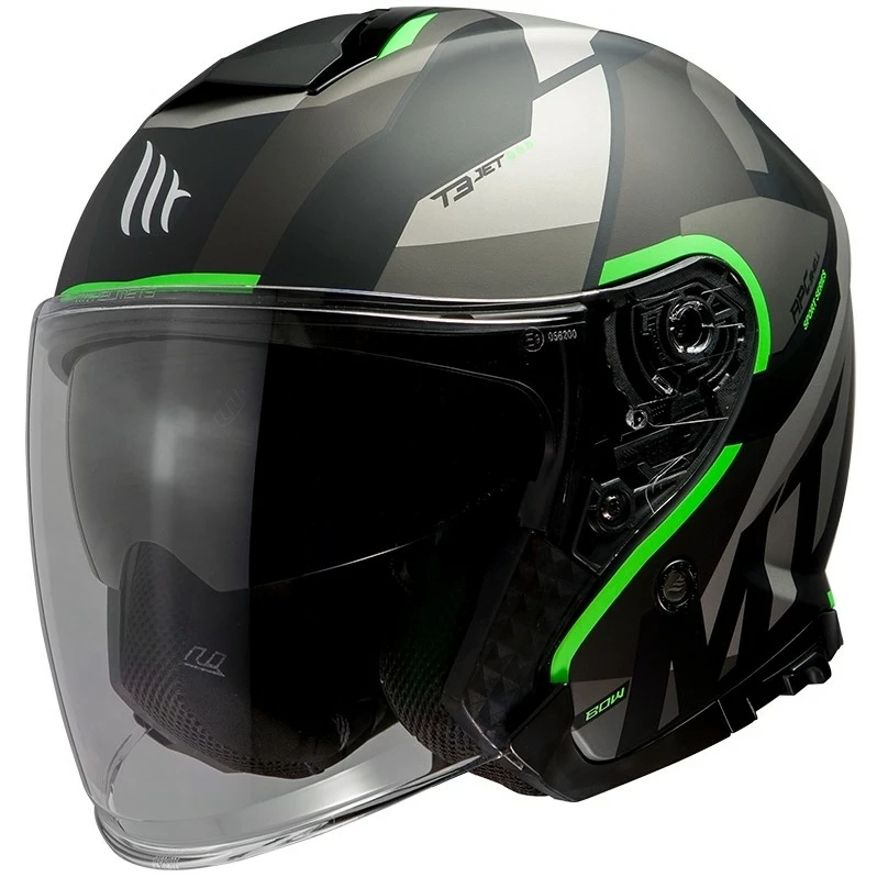 MT Helmets Casque Moto Jet Mt Helmet THUNDER Sv Jet BOW A6 Matt Black Green Fluo 4 MT Helmets Casque Moto Jet Mt Helmet THUNDER Sv Jet BOW A6 Matt Black Green Fluo – Image 2