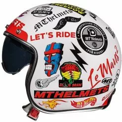 MT Helmets Casque Moto Vintage Jet MT Casques Le Mans SV 2 ANARCHY A0 Glossy White